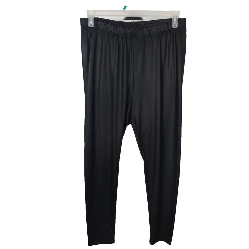 Torrid Ankle Leggings Womens 2 2X Black Faux Leather Wet Look Elastic Waist